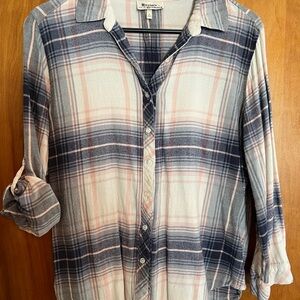 Pink and Blue Plaid Shirt